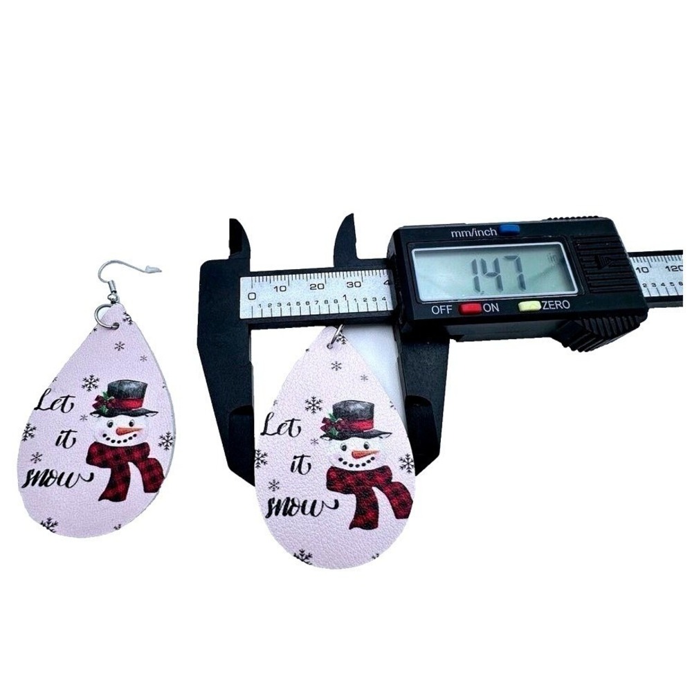 Snowman Earrings Let It Snow Holiday Christmas Dangle Drop Earrings Homemade - Picture 4 of 5